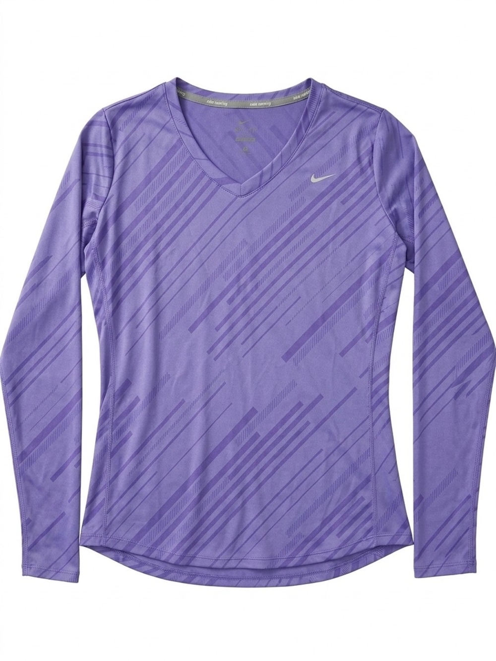 Nike Purple Long-Sleeve V-Neck Performance Tee